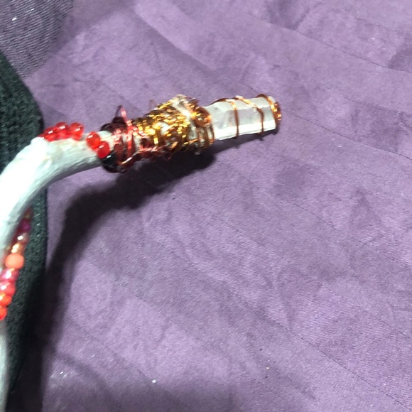 Witch wand made from a corkscrew hazelnut 18” Selenite wrapped in copper- beads - Picture 3 of 7